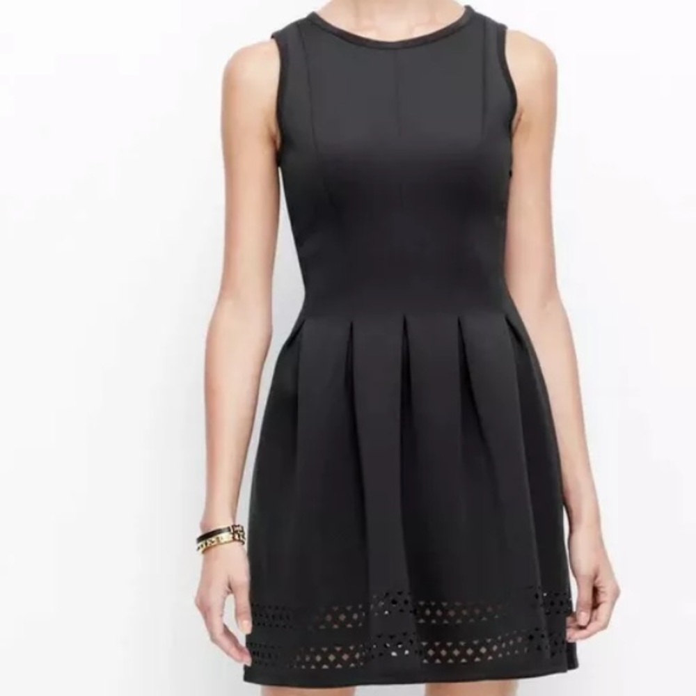 Scuba Laser Cut Hem Fit and Flare Dress